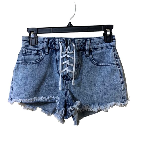 PacSun Pants - Pacsun High Rise Festival Jean Shorts Size 24 Lace up Front